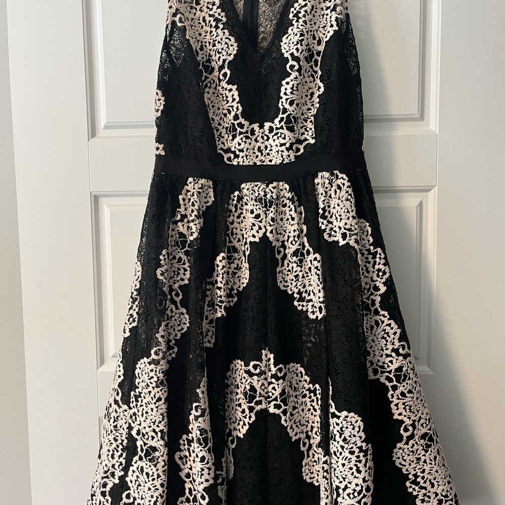 Plenty by Tracy Reese Black Dress with Cream Lace Appliqué